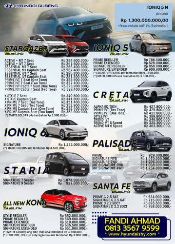 PRICELIST HYUNDAI 2024